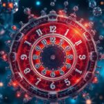 a clock with a red light
