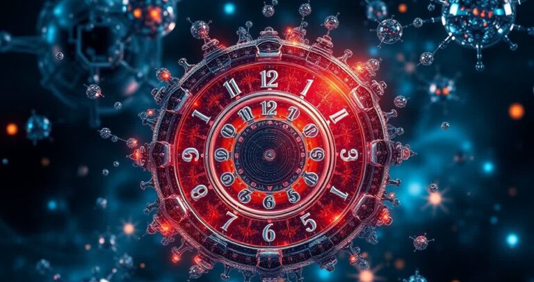a clock with a red light